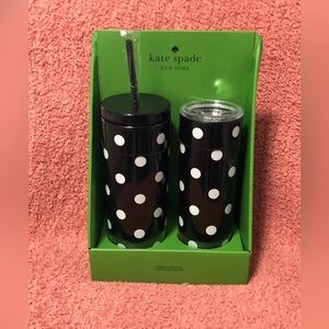 Kate Spade Dotted Travel Tumbler Duo in Black and White